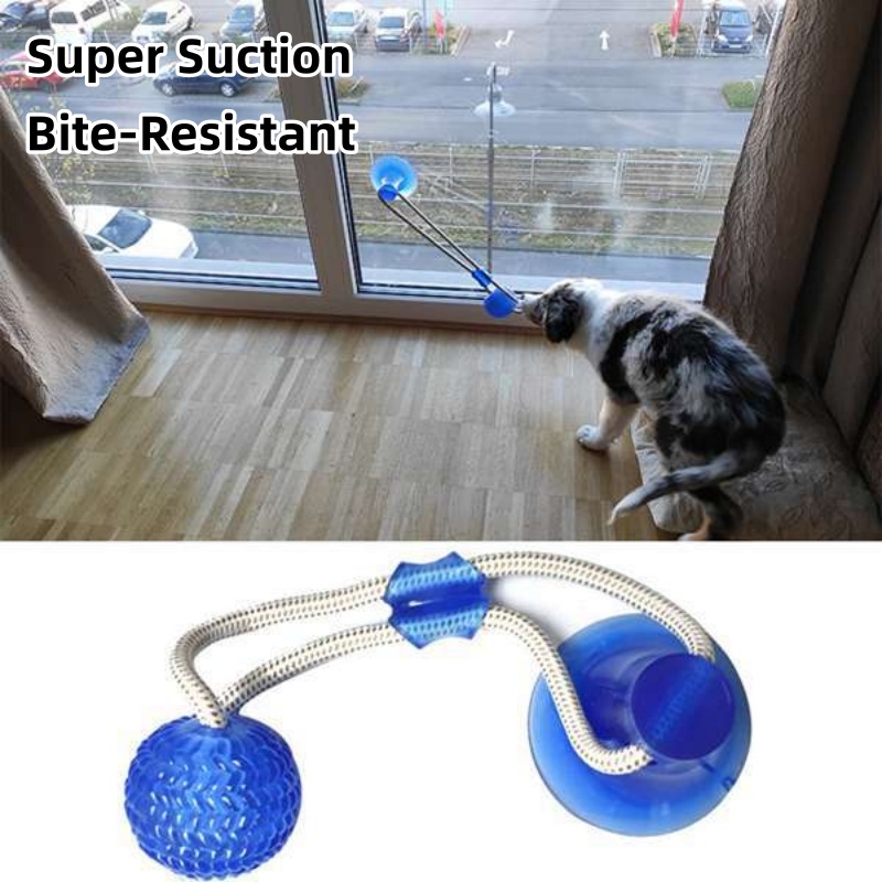 Suction Cup Dog Tug Toy - Прочная игрушка-присоска для собак: интерактивный мяч