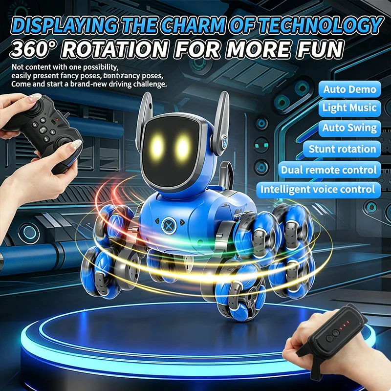 Interactive Squeaky Plush Dog Toy - Радиоуправляемая игрушка-робот JJRC Q200 2026: трюкающий